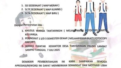 Pemdes Tantaringin, Muara Harus,Tabalong, patut diapresiasi atas dukungan reward siswa-siswi berprestasi