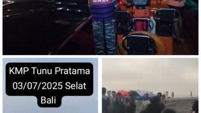 Kapal KMP. Tunu Pratama Jaya tenggelam di perairan selat Bali