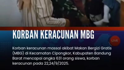 Korban keracunan massal akibat MBG di Cipongkor, Bandung Barat mencapai 631 orang siswa.